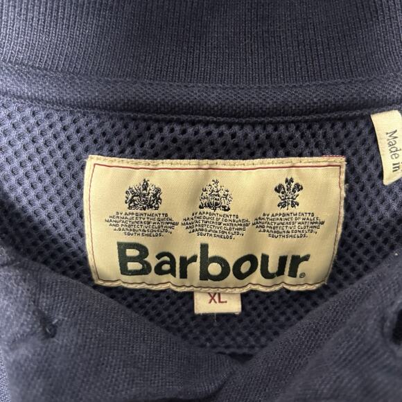 Barbour Men’s Navy Polo Collar Short Sleeve Shirt Blue XL Extra Large Golf - Picture 2 of 6
